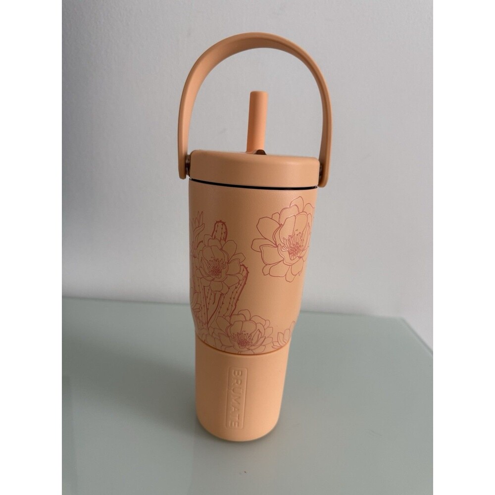 ✿ BrüMate Resa 25oz Insulated Tumbler Floral Peach Handle Straw Cup